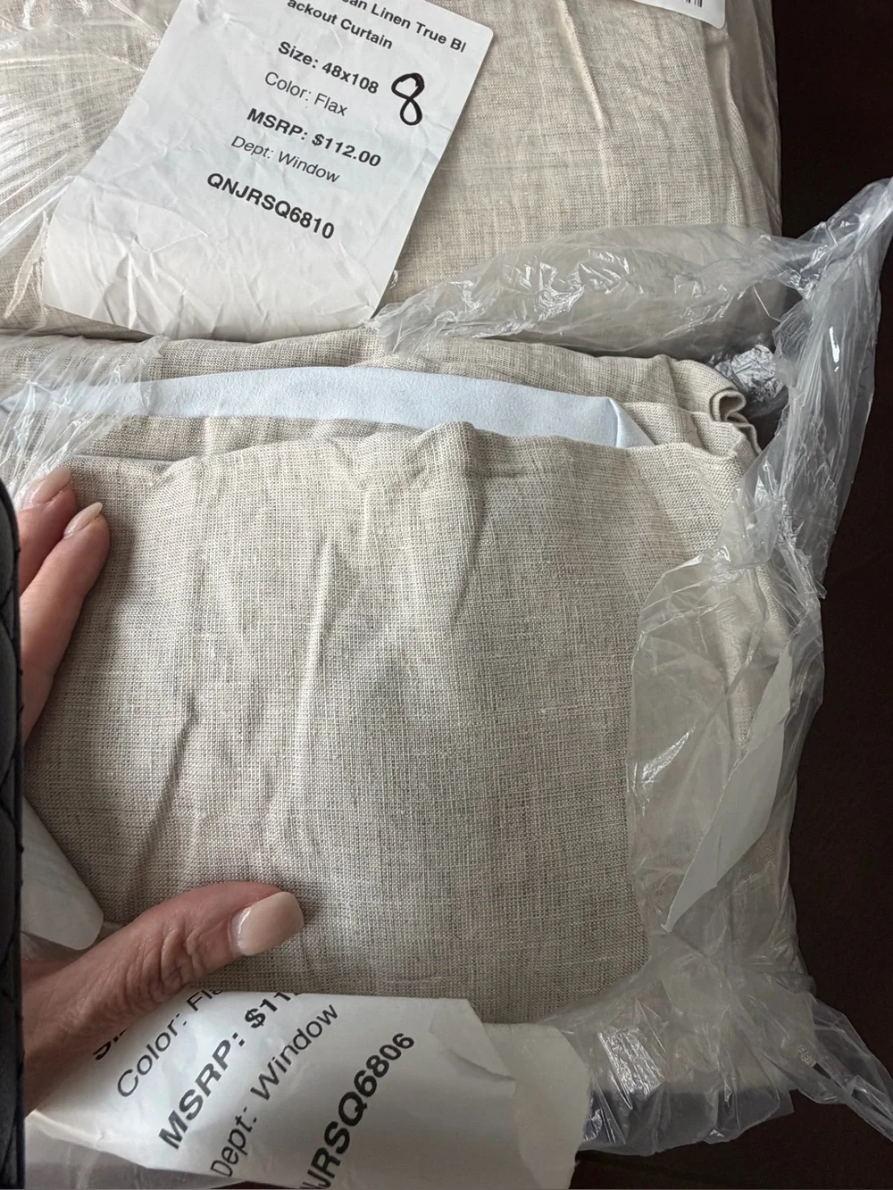 Quince Set of 2 European Linen True Blackout Curtains Flax 48x108 Panels